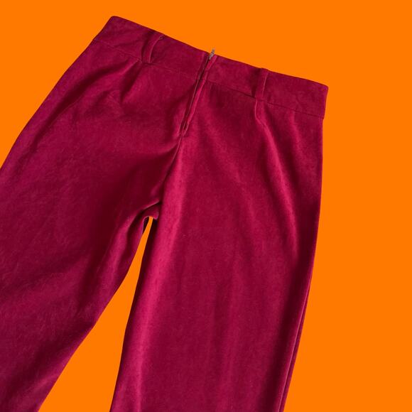 00's vintage red faux suede y2k bodycon pants MEDIUM - Picture 7 of 9